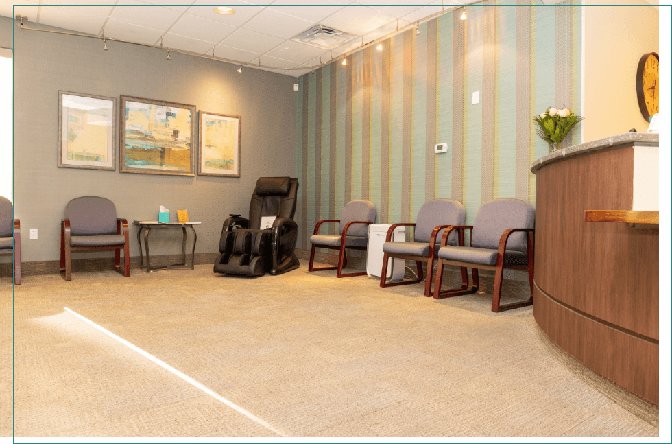 Empty chairs in reception area